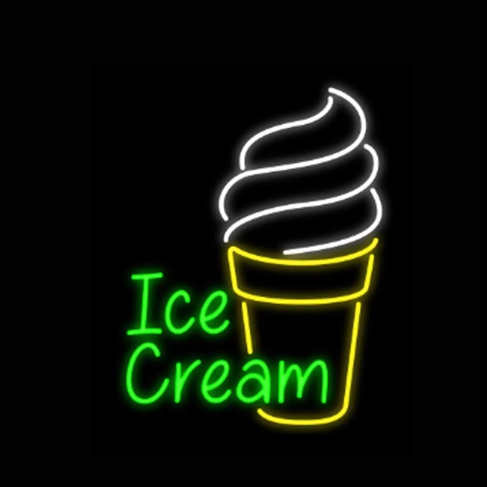 Insegna luminosa al neon per gelato Tubo di vetro reale fatto a mano personalizzato Drink Bar Negozio Pubblicità Decorazione della stanza Display Lampada personale 14 "X 17"