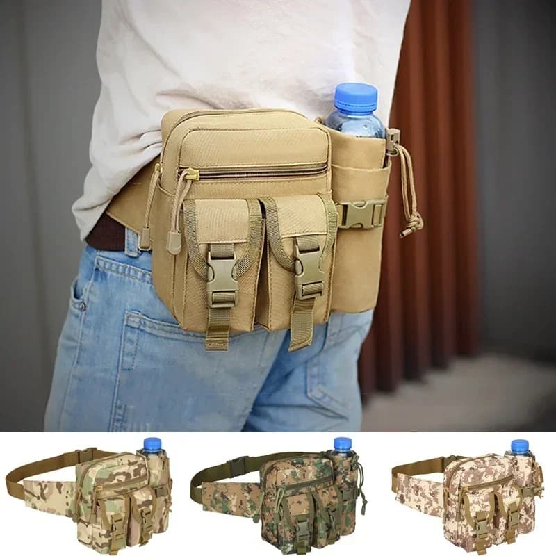 Portable Nylon Tactical Waist Pack Waterproof Phone Water Bottle Belt Bag Wear Resistant Small Tool Fanny Pack Marathon Running