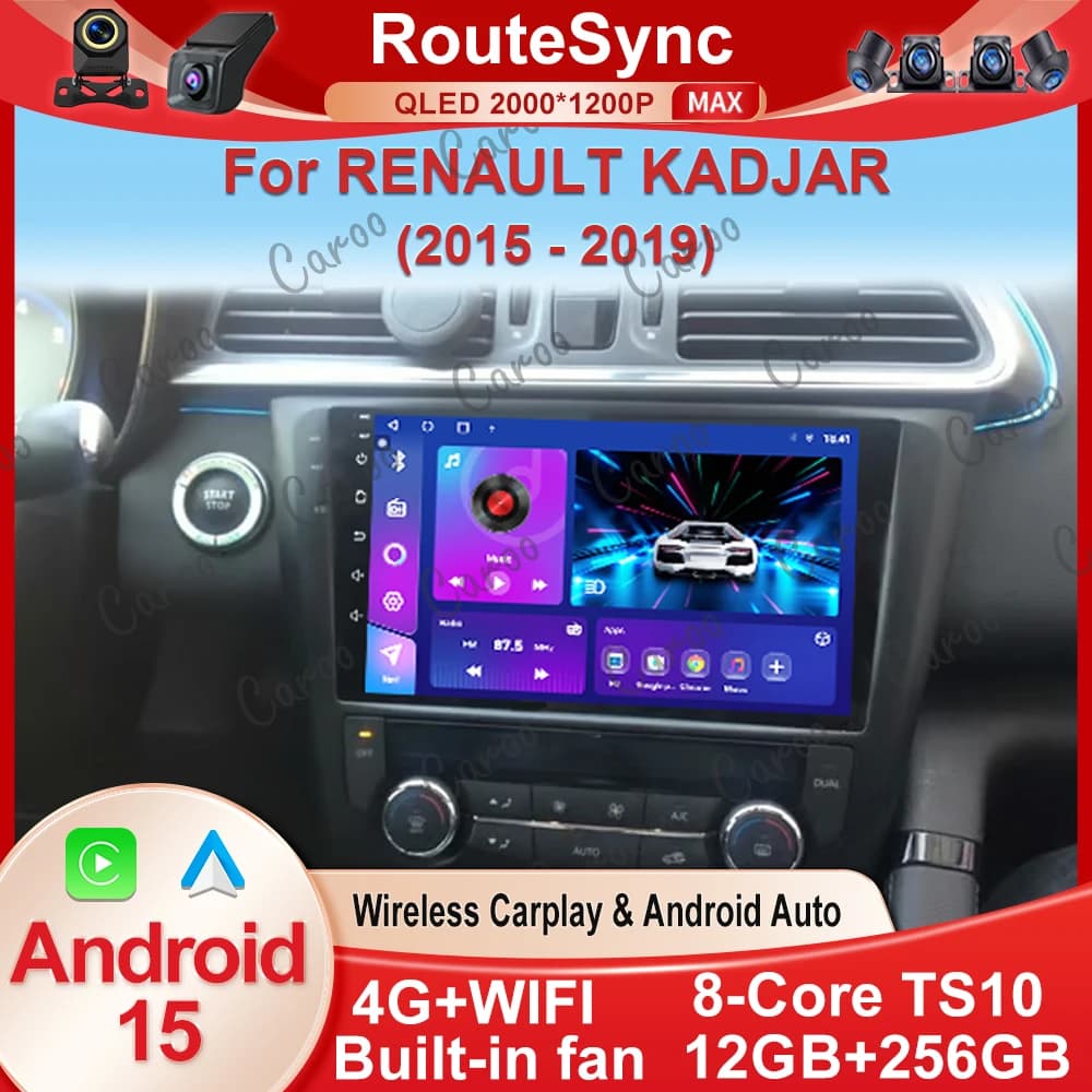 Android 16 9 Inch Carplay For RENAULT KADJAR 2015 - 2019 Car Radio Multimedia Center Bluetooth 4G Wifi Rear Camera Touch Display