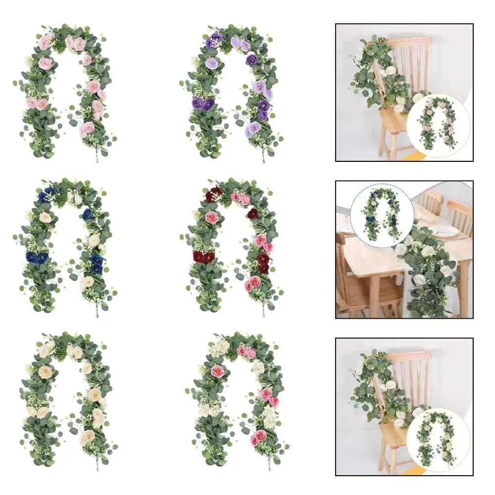 Artificial Flower Dressing Flower Garland Plastic Lifelike Garland Hanging Plants Handmade Simulated Vine Greenery Garland