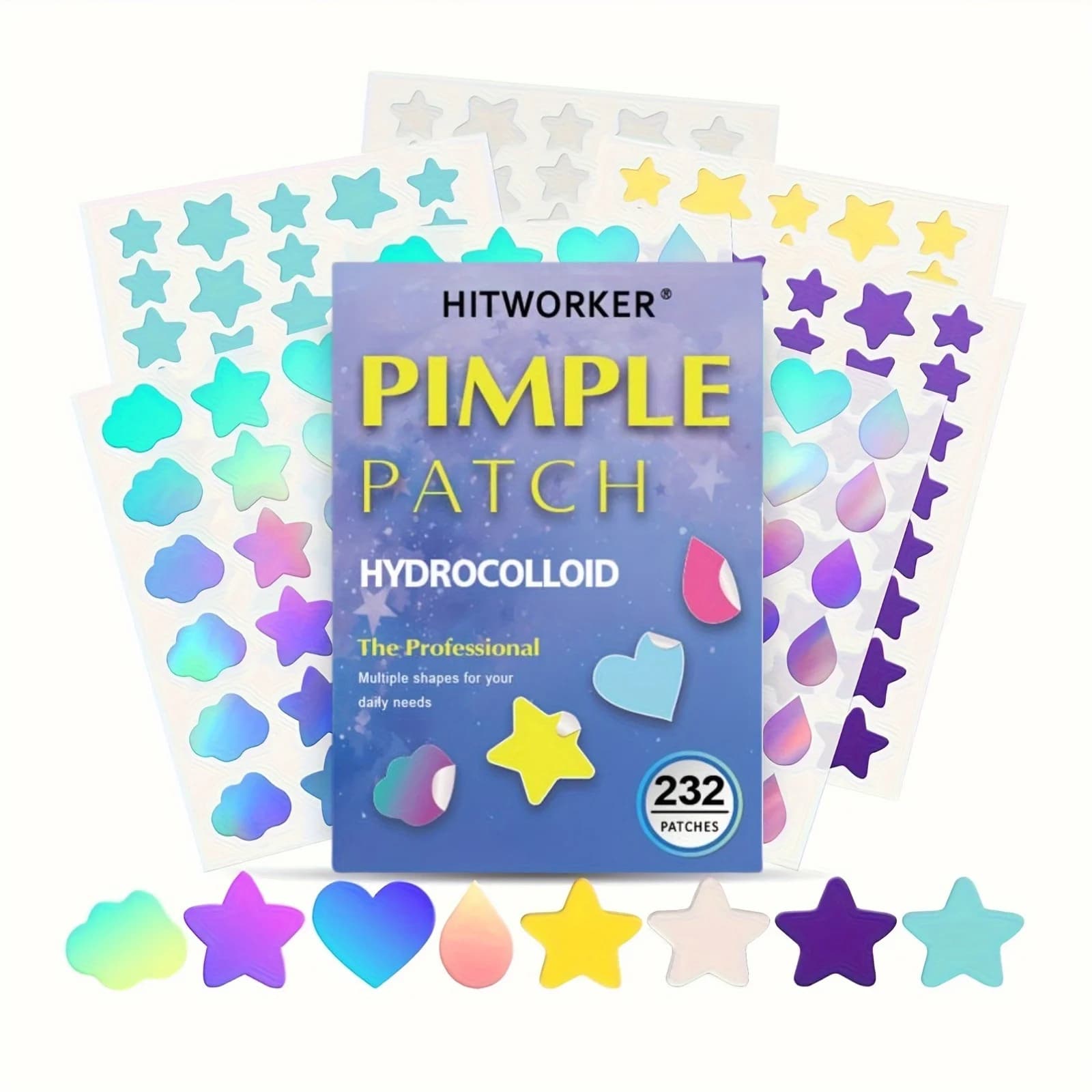 Multi-dimensional stellar acne patches: adorable cover of imperfections, hides pimples and scars. Delicate and breathable to wear all day.