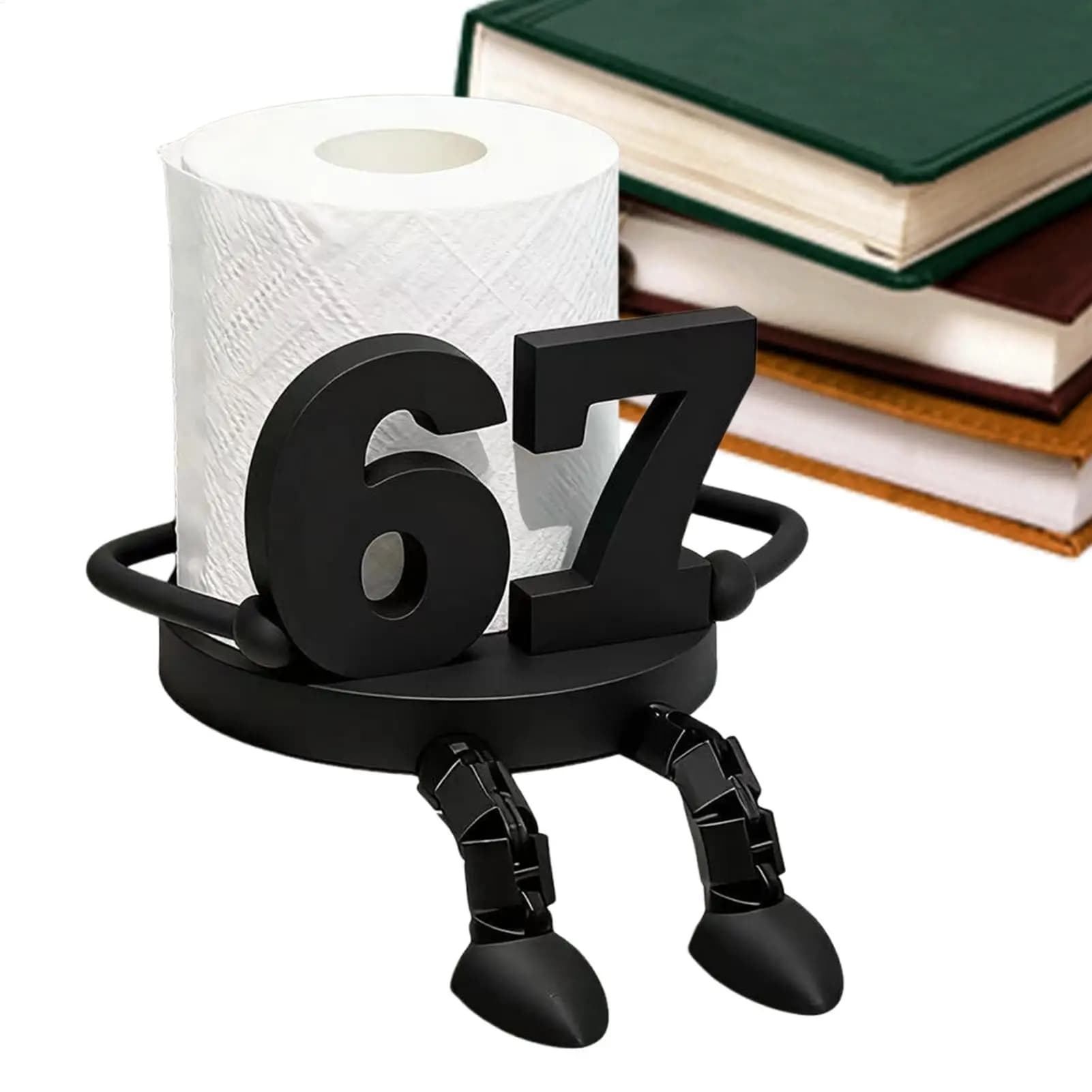 Portarotolo di Carta Igienica Numero 67, Dispenser di Fazzoletti con Gambe Girevoli, Supporto per Carta Igienica da Terra per Casa, Ufficio, Bagno, Soggiorno