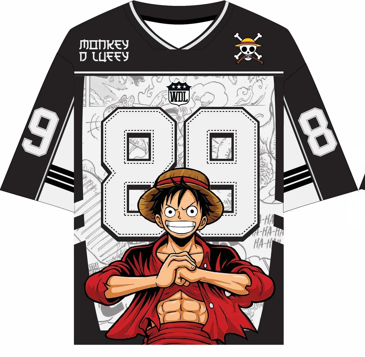 Maglia Casual con Stampa 3D Anime Giapponese Bandai Monkey D. Luffy One Piece 59 con Scollo a V 2025 per Uomini e Bambini