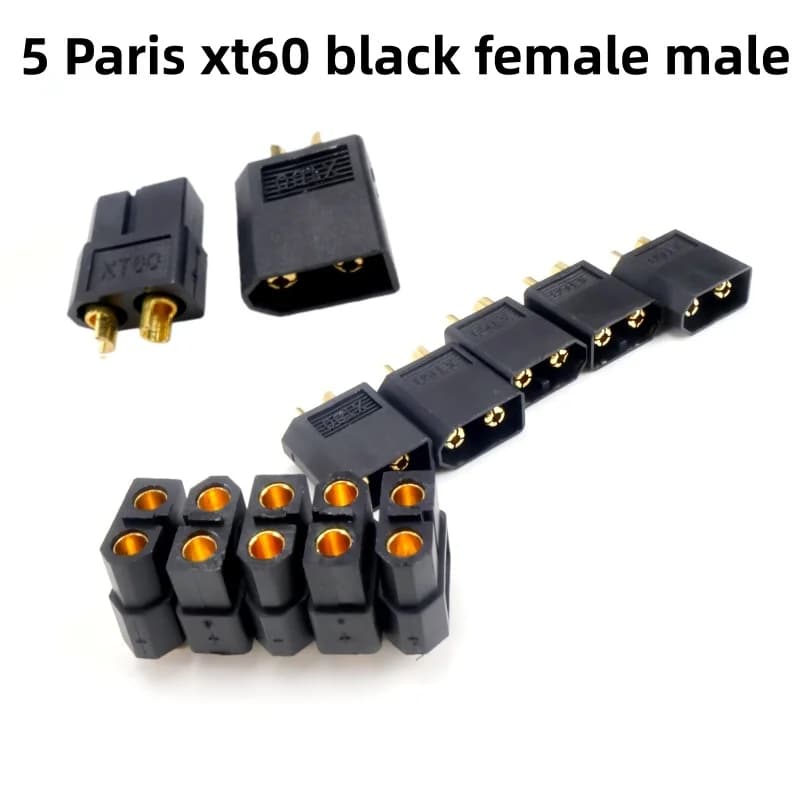 10 Pieces Male and Female Connectors XT60 XT30 XT90 Black for RC Lipo Batteries, drones, Aeroplanes, Spare Parts