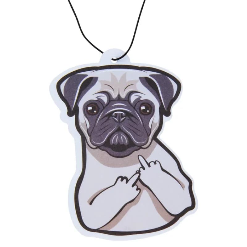 Pug Car Deodorant Charm for Medium finger environments Decor Car Hanging Dog Pendant Mirror Finger Flipping Off Decor