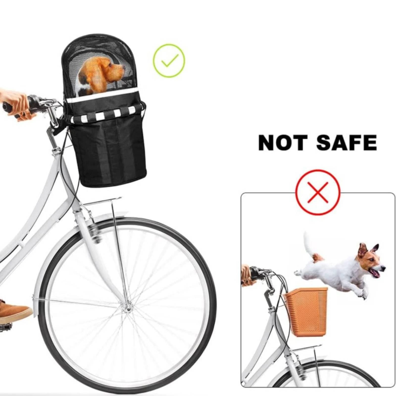 Front Bike Pet Carrier Rectangular Bike Pet Basket Handlebar Basket Cover Easy to Install Pet Accessory Large Capacity