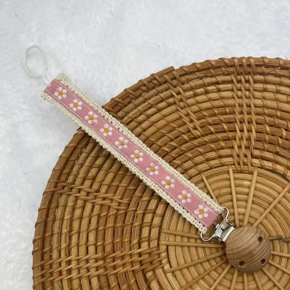Nuova catena per ciuccio per bambini in legno Stampa floreale carina Design di protezione Porta capezzoli fittizio per uso alimentare Cura dei denti Ciondolo per massaggiagengive Uso del bambino