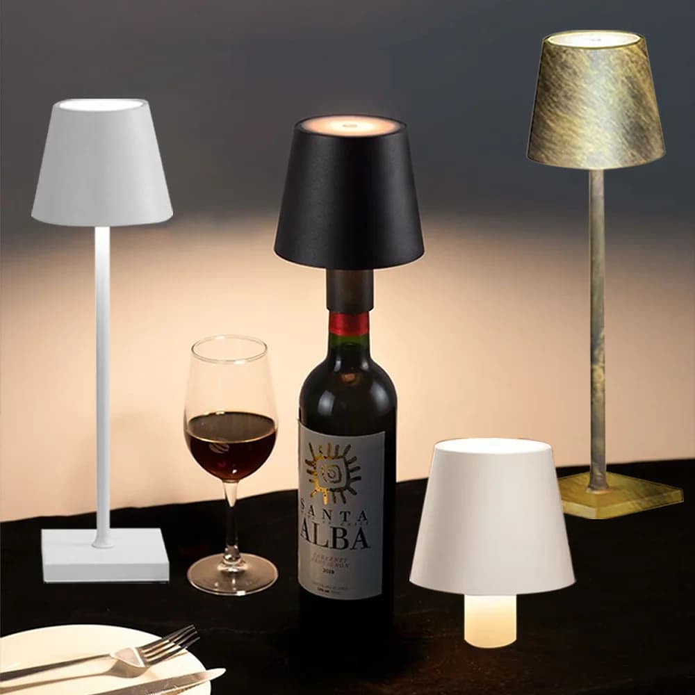 AmmToo Lampada da tavolo a LED per bottiglia di vino Lampada da tavolo rimovibile con ricarica USB Cafe Atmosfera Luce notturna dimmerabile per la decorazione del bar dei club
