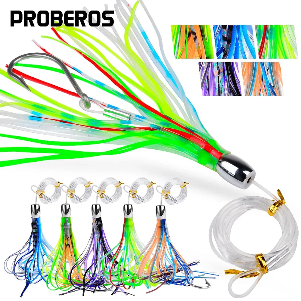 PROBEROS 1 pz/5 pz Multicolor Calamari Bionici Esche Artificiali Morbide con Teste di Metallo Esche Da Pesca per Acqua Dolce e Acqua Salata