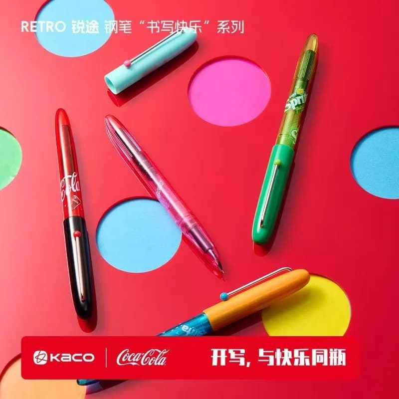 KACO Coca Cola Retro Fountain Pen,Color Blocking EF Hooded Nib Gift Set with Ink Refills For Calligraphy practice&Daily writing