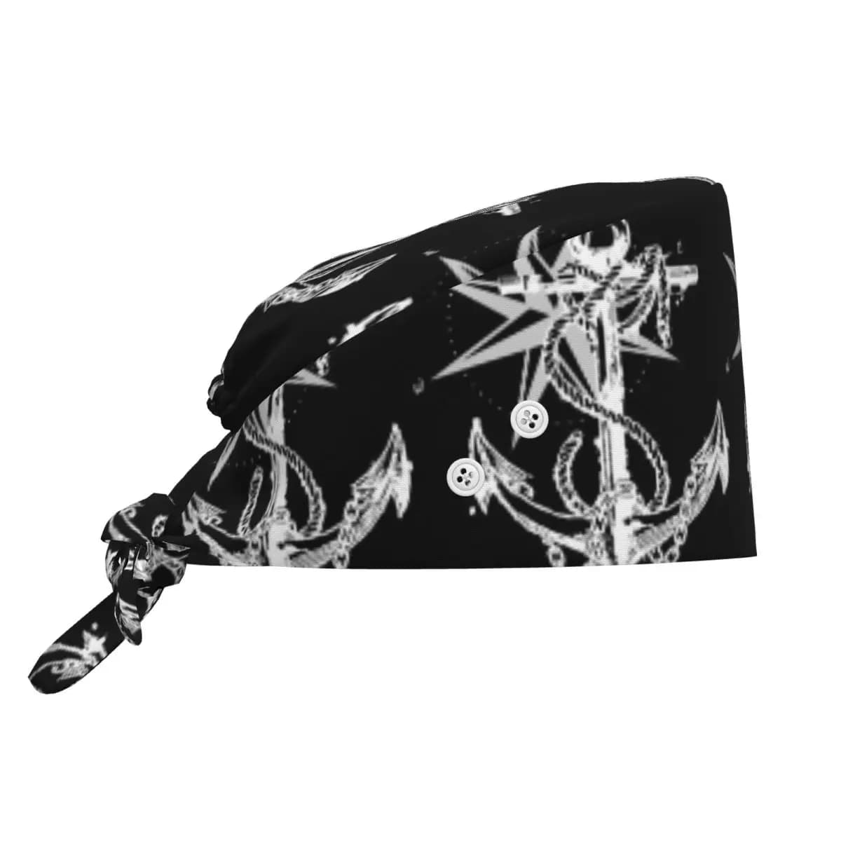 Cappello Chirurgico Unisex con Bussola Nautica e Ancora, Berretto da Lavoro per Medici, Infermieri e Dentisti, Regolabile