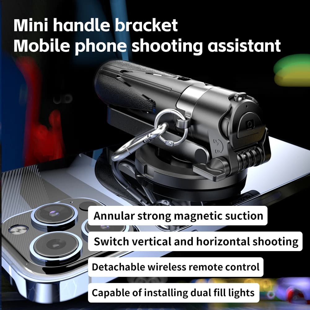 Treppiede per selfie stick versione magnetica per telefono cellulare Supporto per telefono pieghevole con impugnatura estensibile con telecomando per Vlog Live