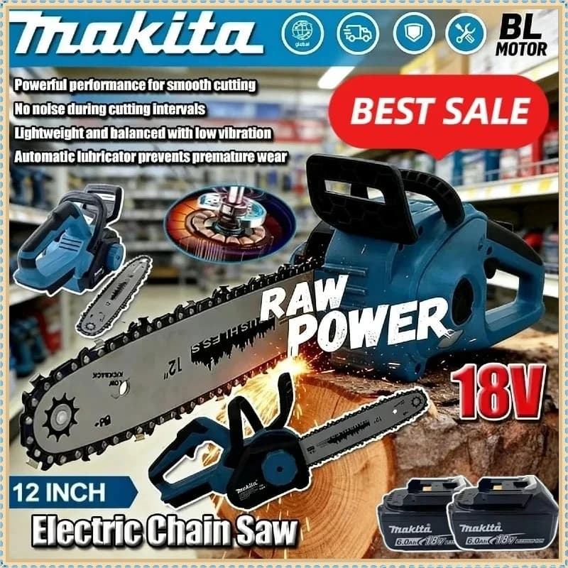 Motosega Portatile Makita Senza Spazzole 2200W, Sega Elettrica a Catena 18V Ricaricabile Senza Fili, Utensile Elettrico per Potatura