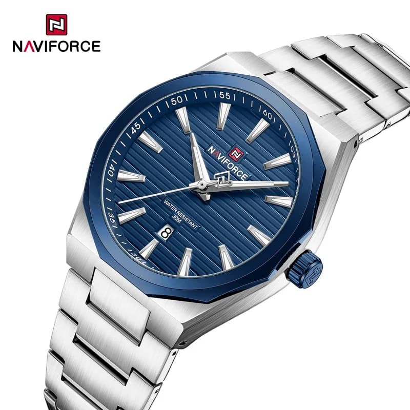 NAVIFORCE Luxury Men Sports Watch Luminous Hands Date Stainless Steel Classic Quartz Waterproof Casual Wristwatch Gifts box