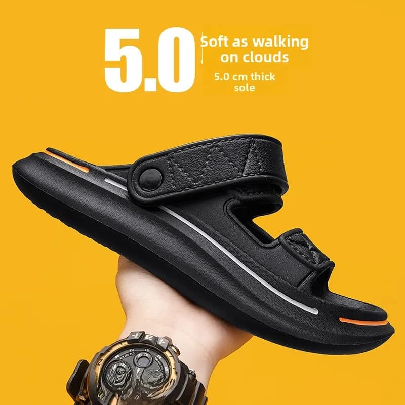 Men's Summer Outdoor Wear Anti-Slip Thick Bottom Driving Two Users Sports Beach Sandals Comfortable Slip-On Casual Slippers
