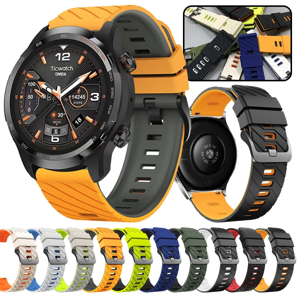 Cinturini per orologi in silicone da 22mm per TicWatch Pro 3 Ultra GPS GTX GTW cinturino sportivo per TicWatch Pro 2021 GTH 2 S2 E2 cinturino morbido
