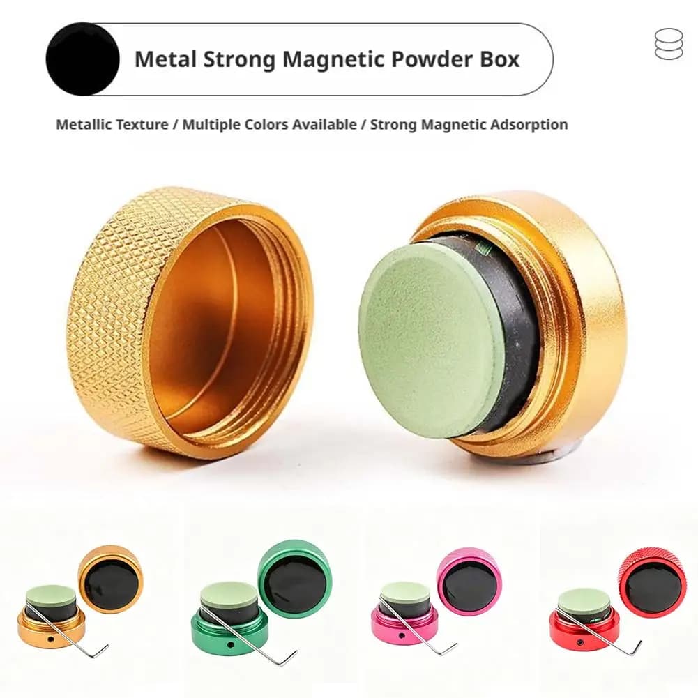Aluminum Alloy Magnetic Billiard Chalk Holder Box Round Pool Snooker Chalk Storage Case with Cue Tip Repair Tool Multicolor