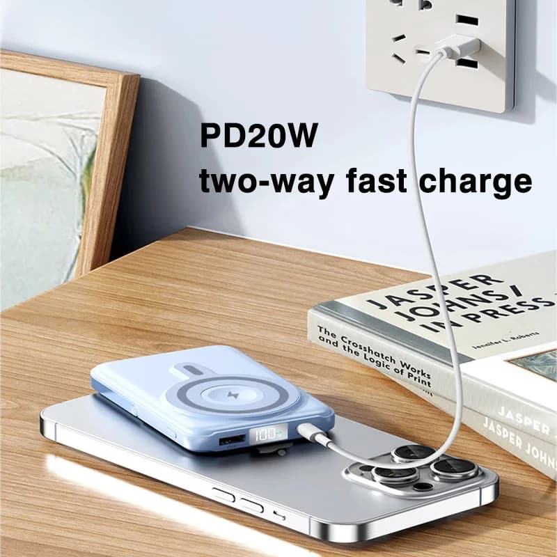 Power Bank wireless magnetico da 22,5 W 20000 mAh con supporto per telefono Caricatore portatile a ricarica rapida per IPhone IWatch Magsafe PowerBank