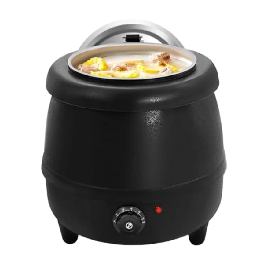 Scaldavivande Commerciale per Zuppe 10.5QT 400W, Pentola Elettrica in Acciaio Inossidabile per Isolamento Zuppe con Temperatura 86-185°C ℉ Temperatura Regolabile