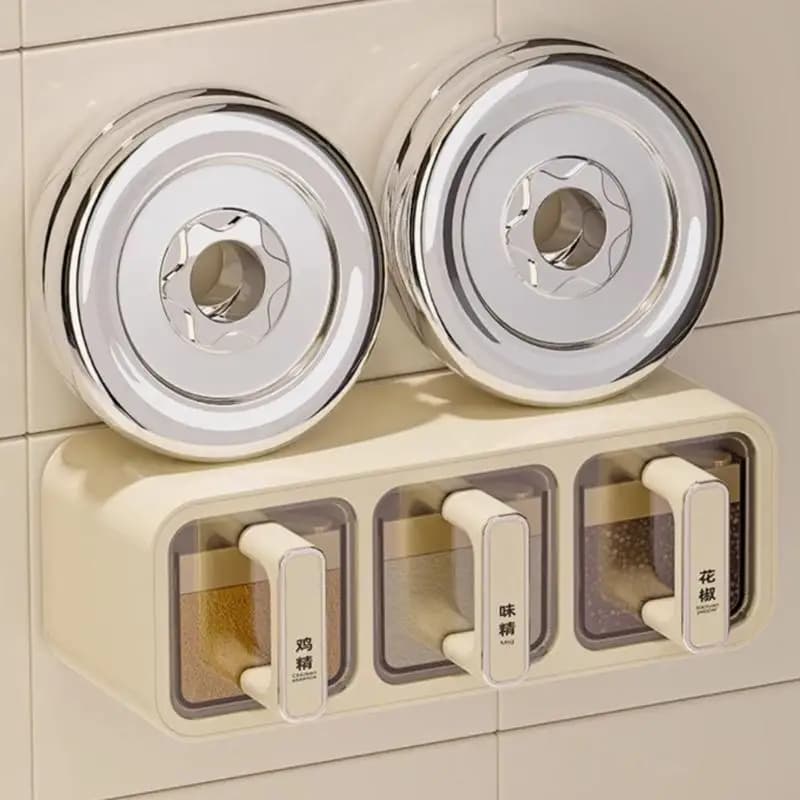 Set di portaspezie da parete con cucchiaio ed etichette, contenitore per condimenti multi-scomparto