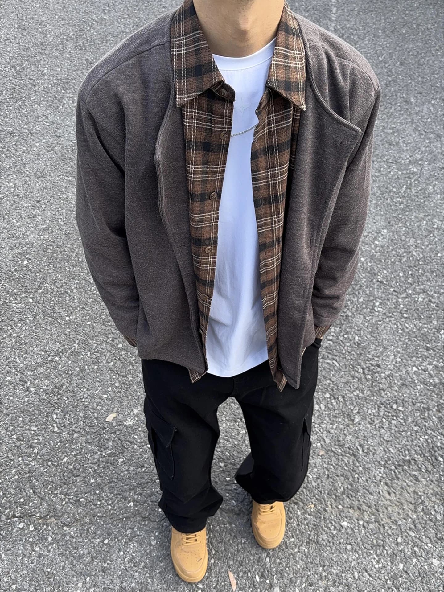Men's Knitted Cardigan Jacket Patchwork Old Money Style Autumn Winter Wearable Casual Vintage Checkered Long Sleeve Coat