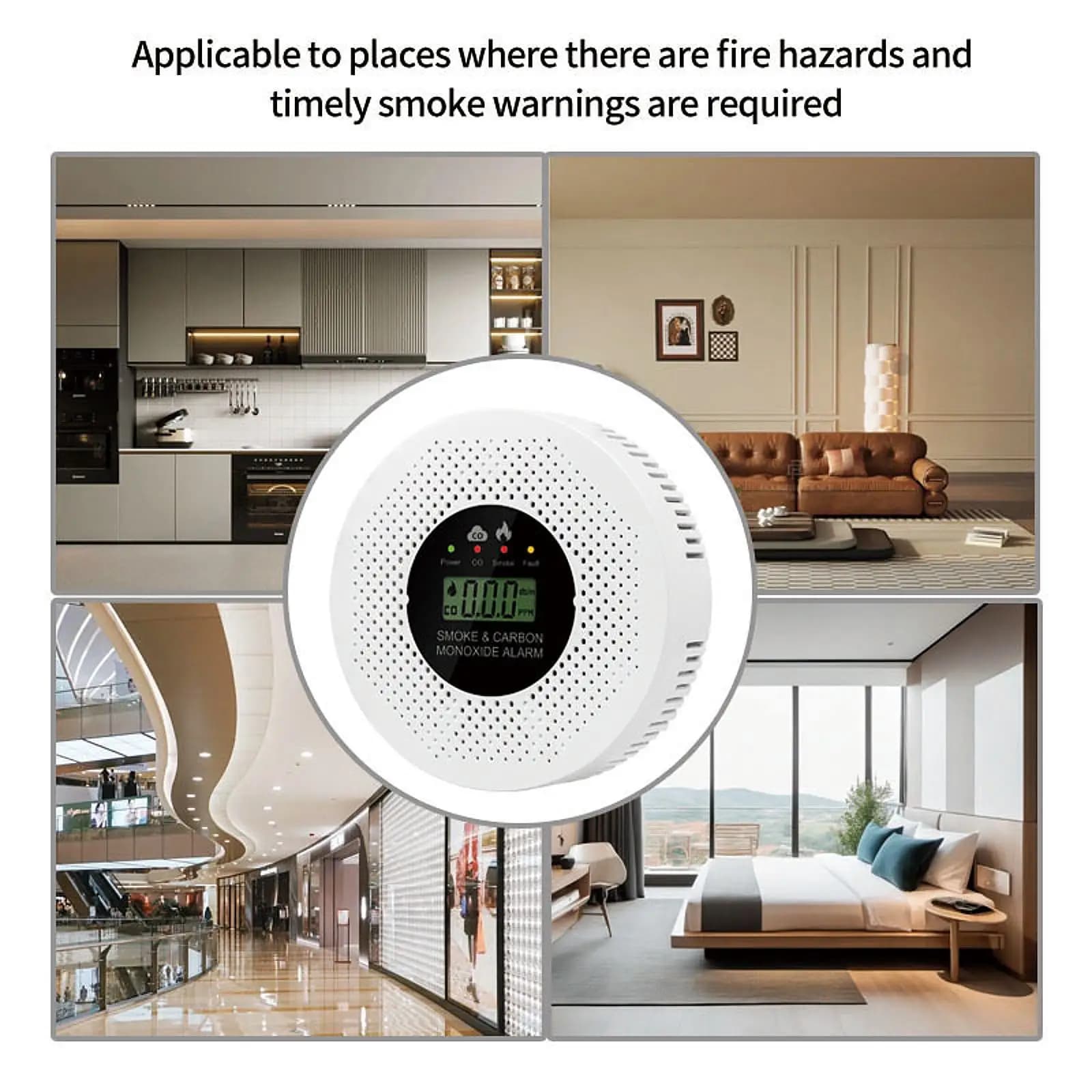 Rilevatore di Monossido di Carbonio Sicuro in Plastica con Display LED per Casa, Cucina, Camper - Protezione da Perdite di Gas Pericolosi