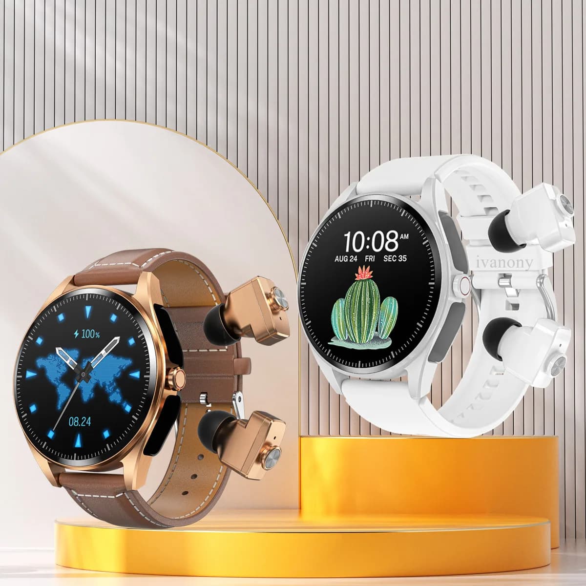 Smart Watch e auricolare Bluetooth Supporto interno Riproduzione musicale Rispondi Chiamate Notifica Mesage Assistente vocale AI Smartwatch 2025