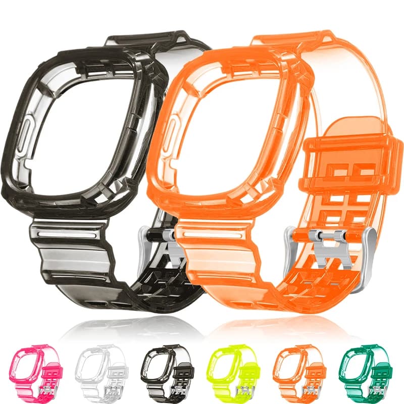 Cinturino + custodia per Fitbit Versa 4/Versa3 Bracciale da polso di ricambio trasparente in TPU per cinturino SmartWatch Fitbit Versa 4/3
