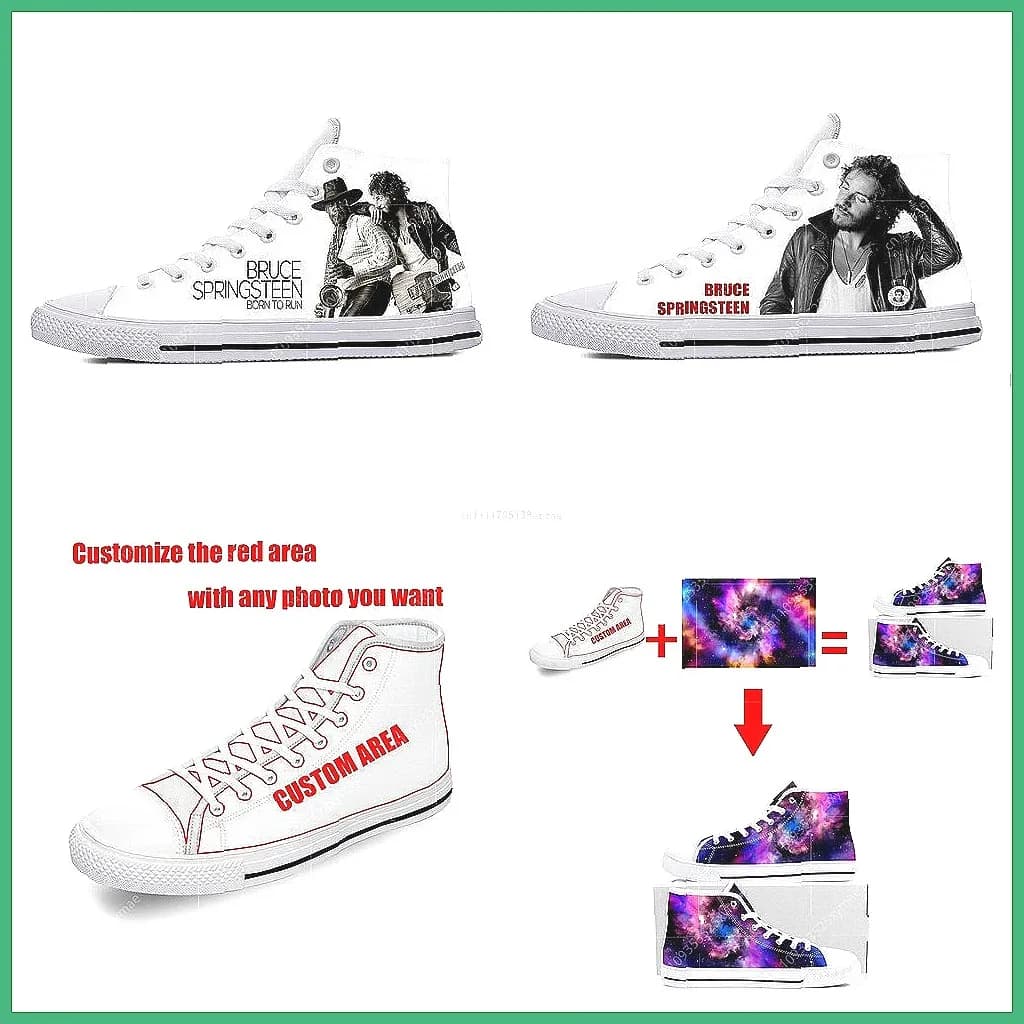 High sneakers with 3D print Born To Run, lightweight running shoes in canvas for men, women and teenagers