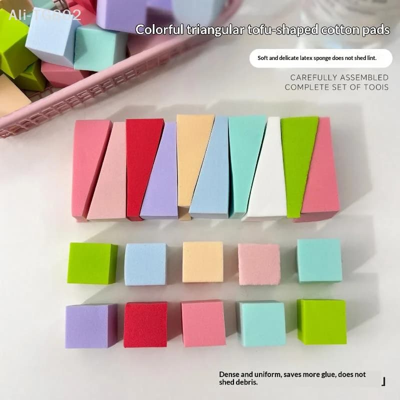 50 Pezzi Spugne Colorate per Nail Art, Spugne Quadrate e Triangolari per Design Gradiente, Forniture per Manicure e Pittura Unghie