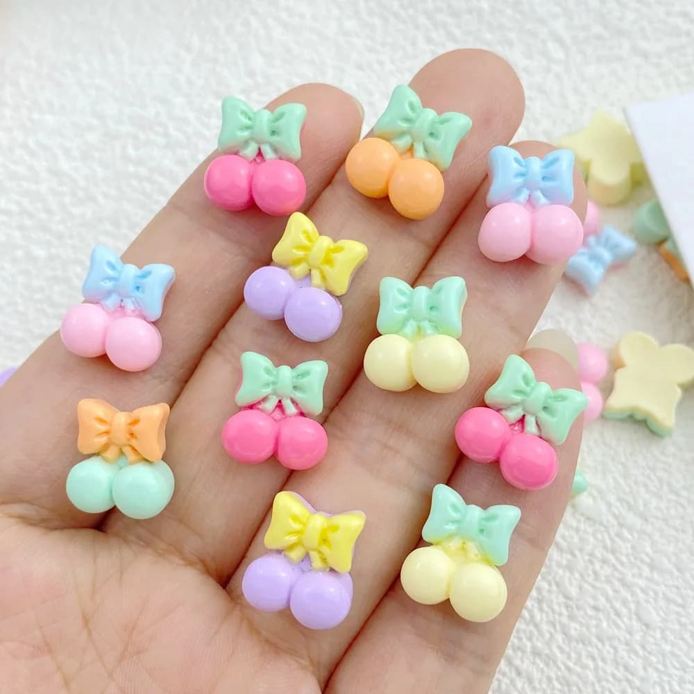 30 pieces cute mini fruit colored cherry nail art resin designer charms DIY nail decorations 3D jewelry