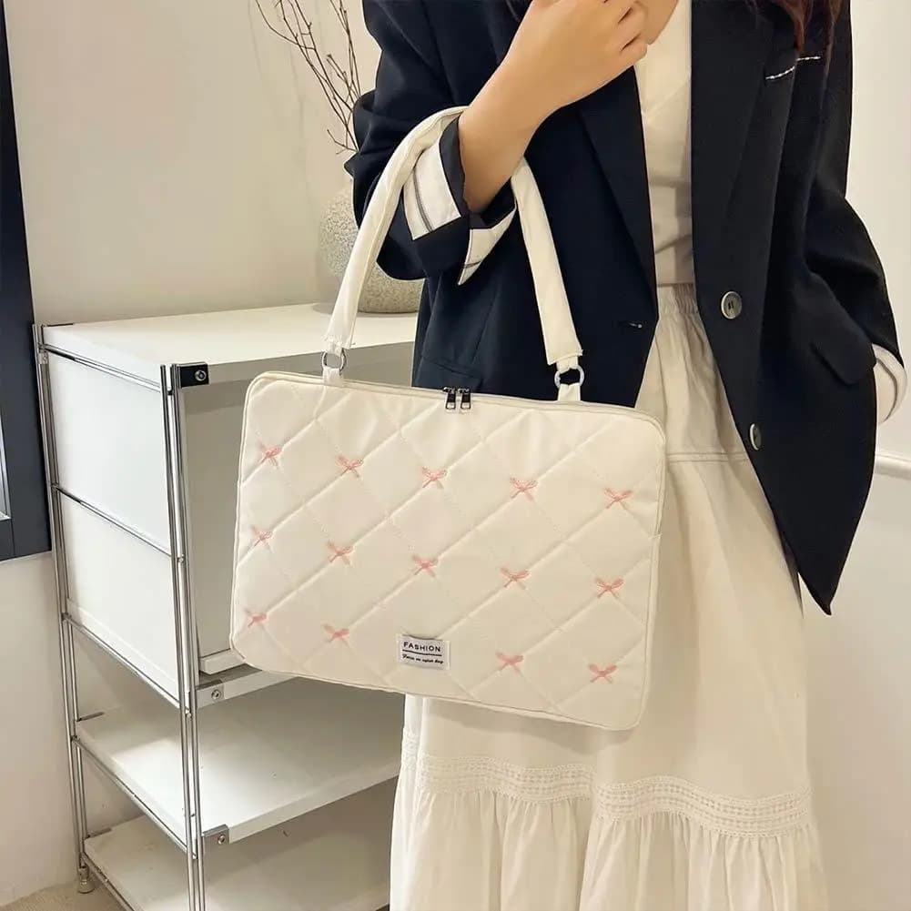 Borse per laptop antiurto Borsa per laptop ricamata con fiocco carino Custodia morbida per tablet per uomo Borsa per computer da donna