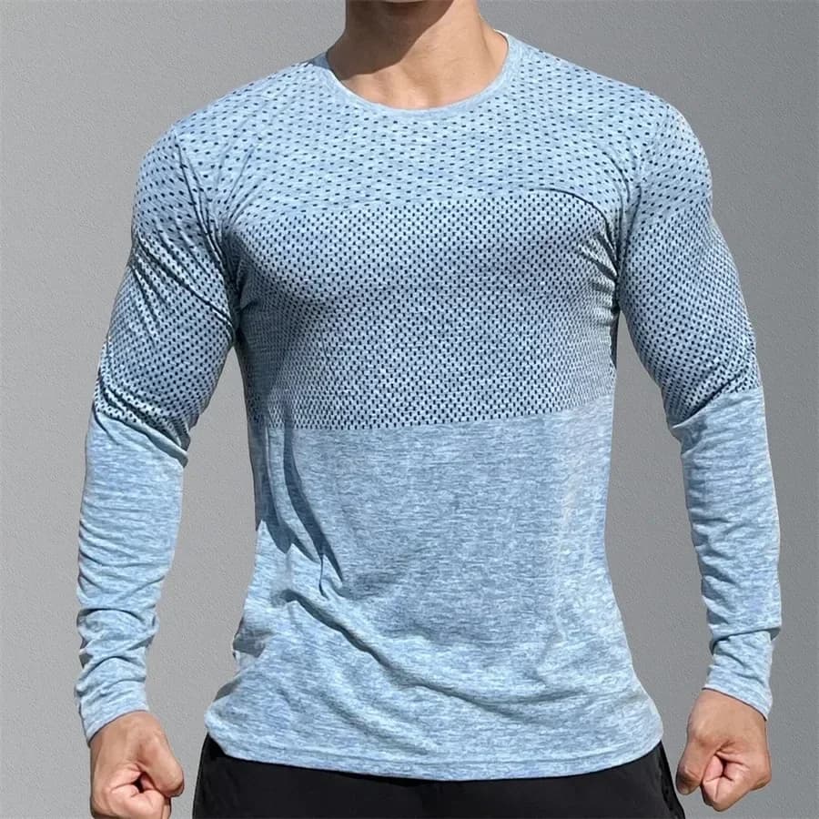 Top sportivi a maniche lunghe da uomo T-shirt fitness ad asciugatura rapida T-shirt da palestra per bodybuilding Casual Skinny Elastic Traspirabilità abbigliamento sportivo da uomo