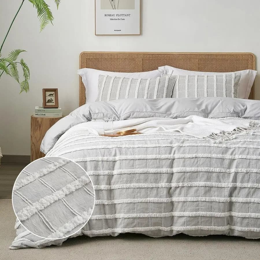 Set Queen Size Quilted Cover Set, Microfiber Cover Washed With Buckle Clasp and 2 Loyalty for Bearings