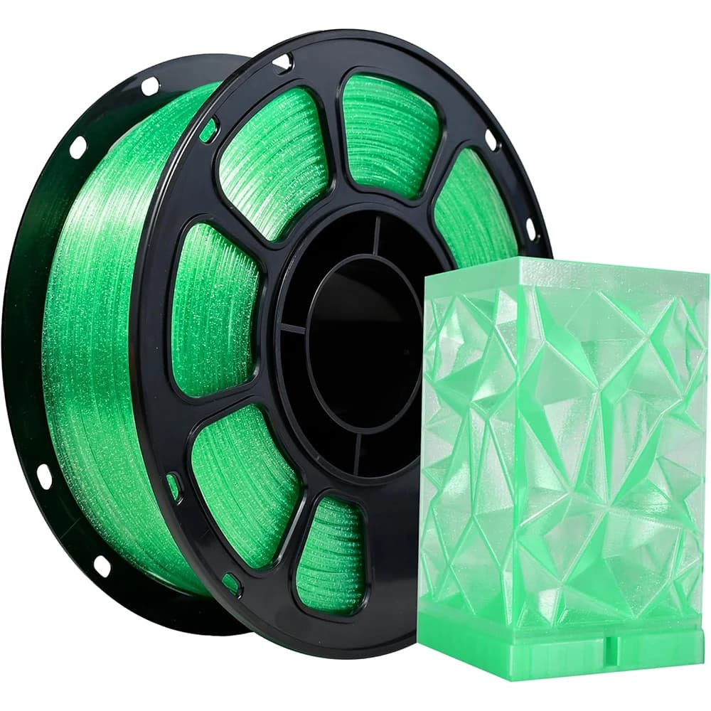 Filamento PLA Crystal Sparkle verde per stampante 3D, 1,75 mm, trasparente, materiale per stampante 3D Crystal Sparkle verde, 250g 500g 1Kg