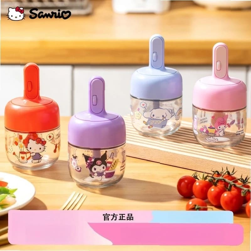 Sanrio Telescopic Seasoning Jar Set Kitchen Airtight Moisture-Proof Salt Control Spice Dispenser Bottle with Spoon Lid