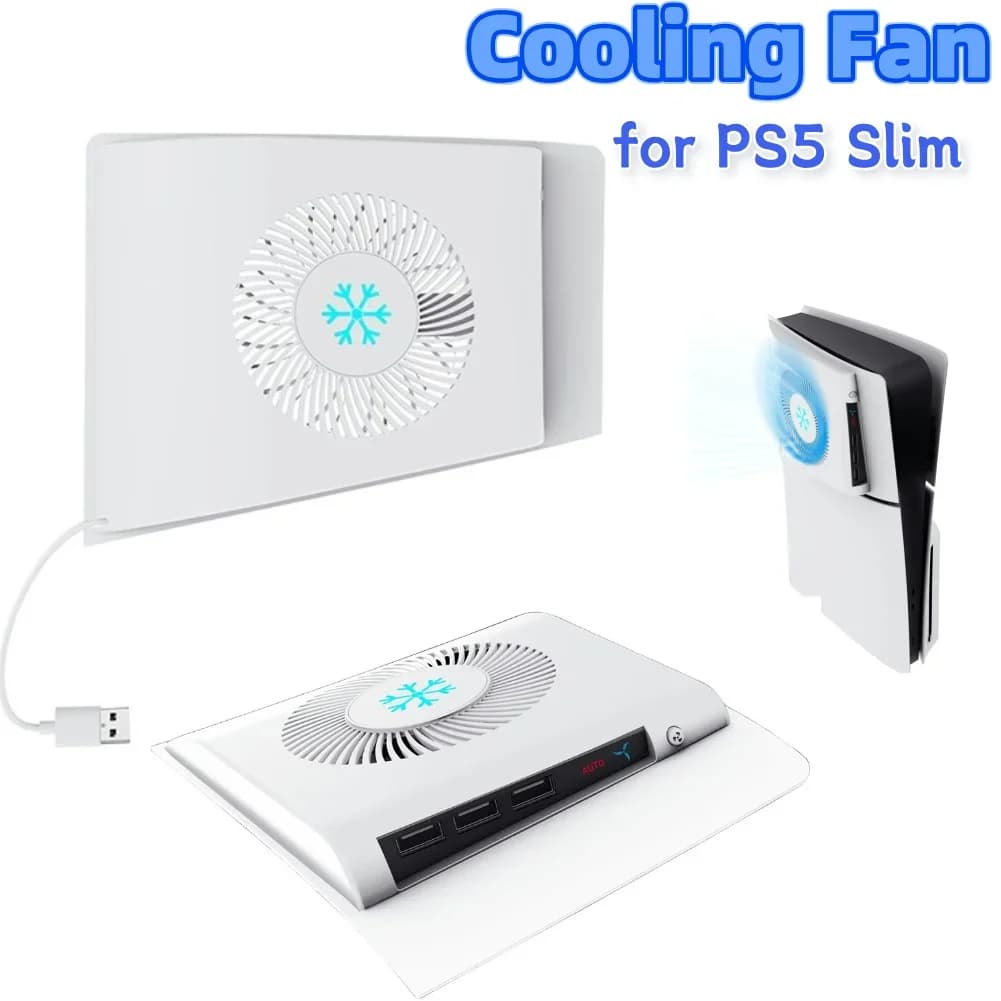 Ventola di Raffreddamento per Console PS5 Slim, Silenziosa con 3 Porte USB 2.0, Accessorio per PlayStation 5 Slim