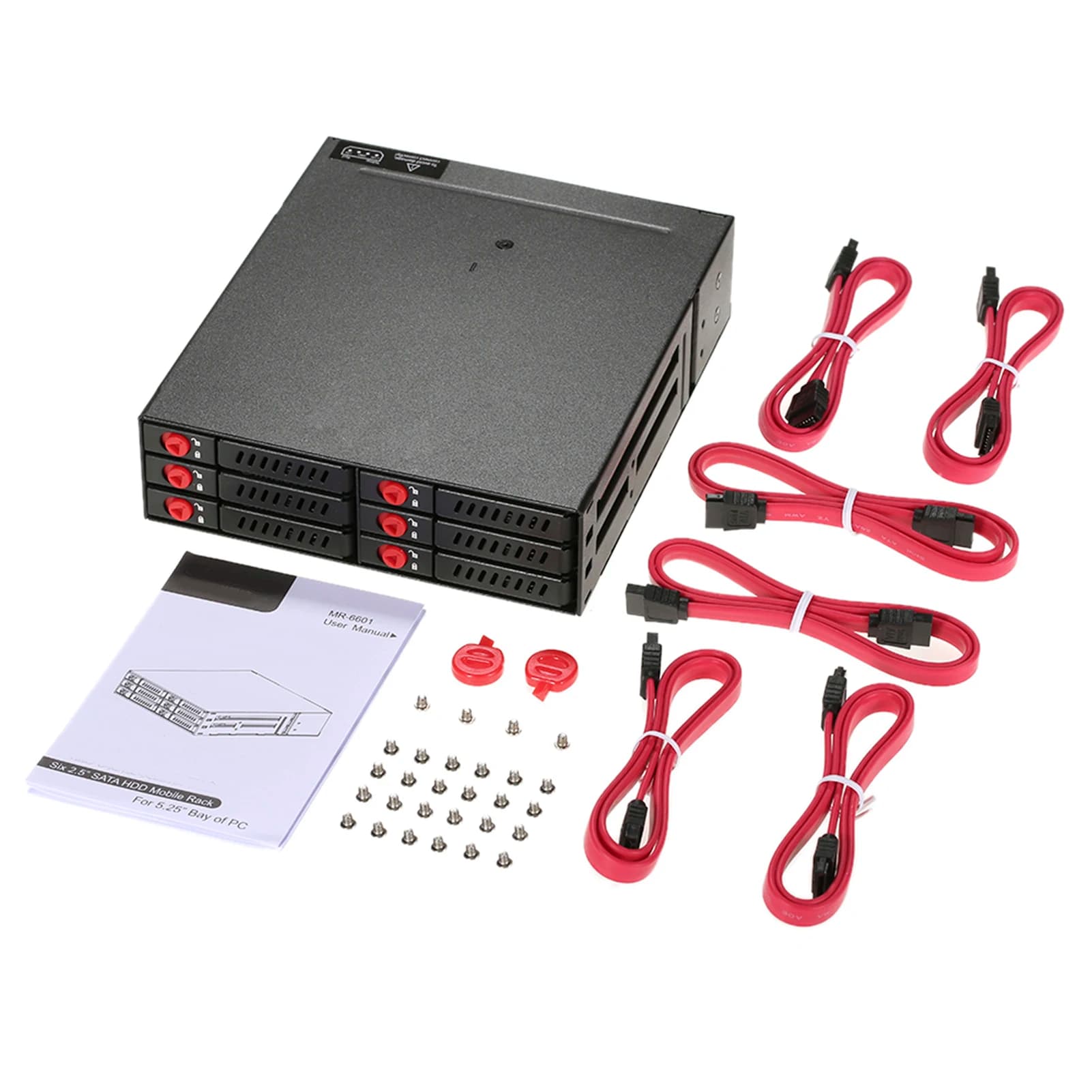 Rack mobile hot-swap SATA SSD/HDD da 2,5'' a 6/4 alloggiamenti/custodia per disco rigido esterno Rack di archiviazione dati a 4 alloggiamenti per unità da 5,25 pollici