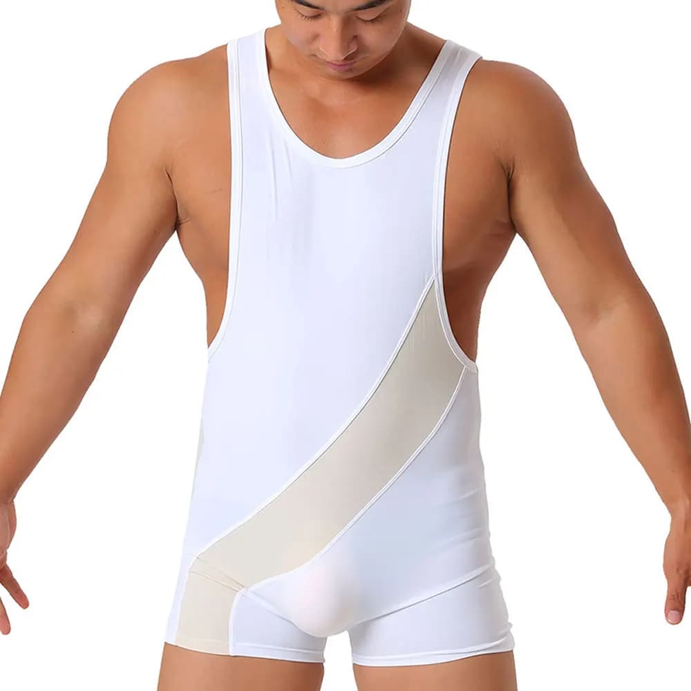 Tuta fitness da uomo Body elastico Canottiera Body in nylon Abbigliamento a compressione aderente per attività sportive e in palestra