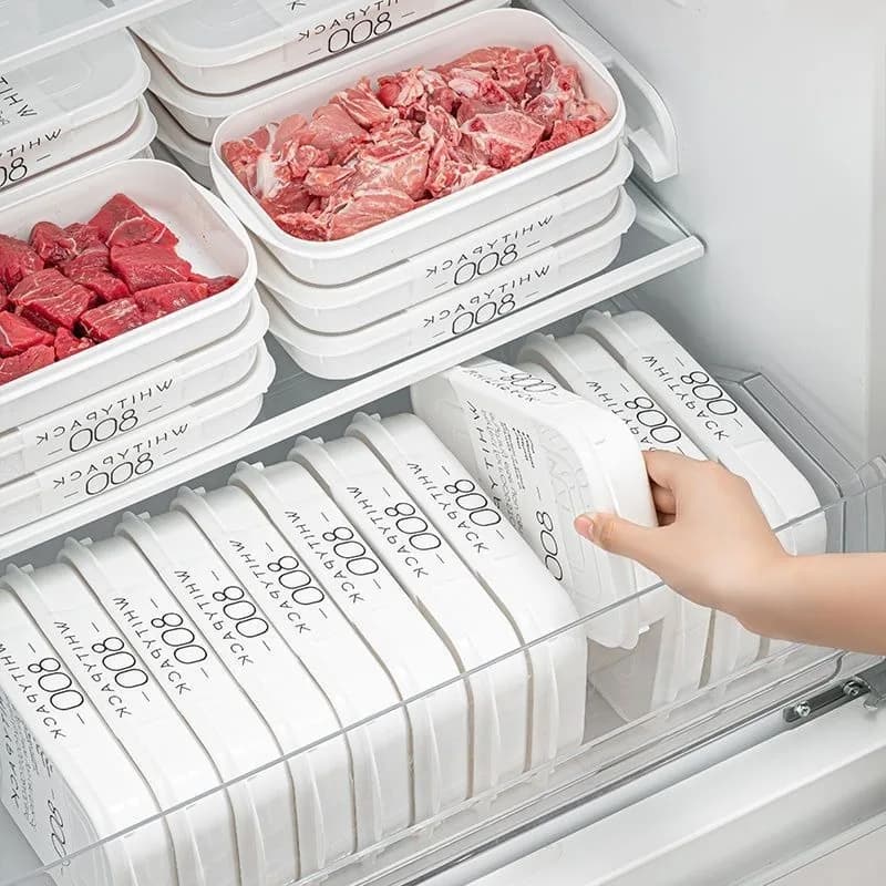 Set of 6 Food Grade Plastic Containers, Boxes for Freezer and Fridge with Clip Cover, Storage and Washing Machines