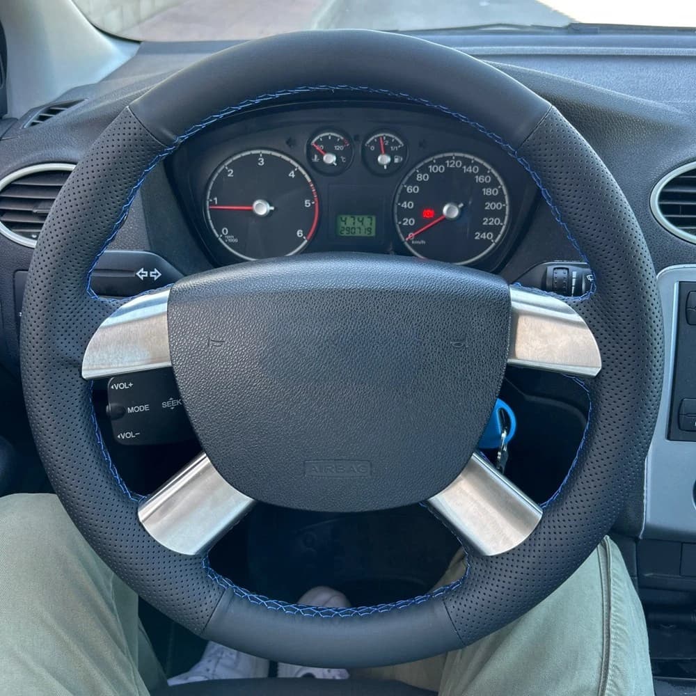 Coprivolante per auto antiscivolo in pelle artificiale volante originale treccia per Ford Kuga Focus 2 C-MAX accessori auto
