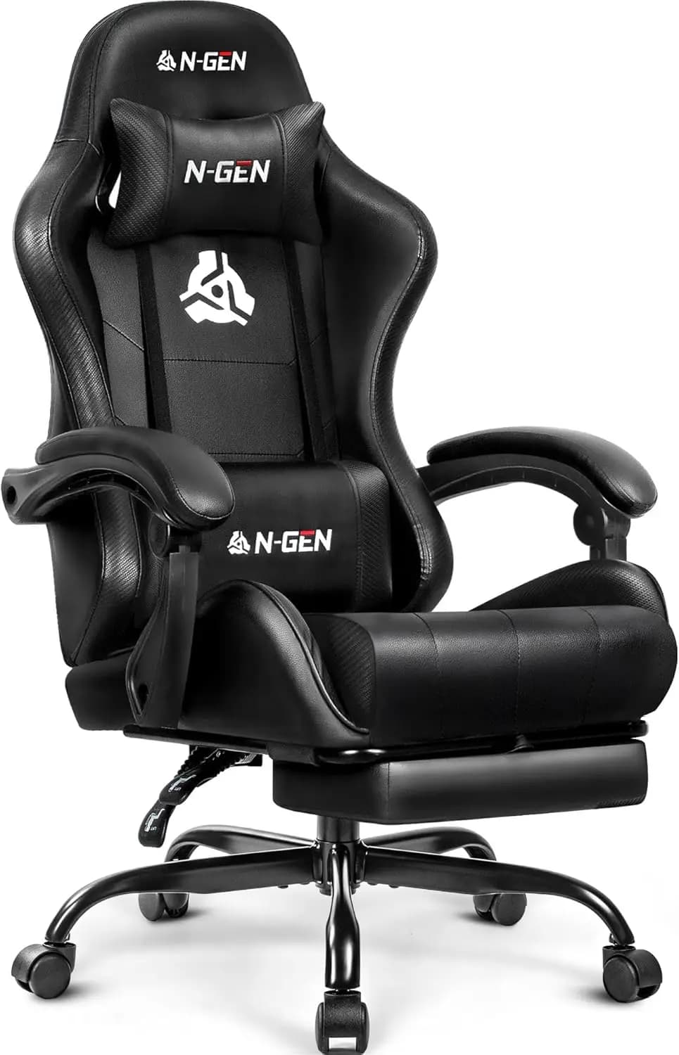 Sedia da gioco ergonomica con poggiapiedi, supporto lombare, poltrona reclinabile con schienale alto, altezza regolabile per il comfort dell'home office
