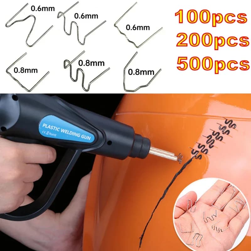 100-500 pz Automotive Riparazione di Plastica Chiodi di Saldatura Standard Precut Onda Cucitrici Paraurti Riparazione Chiodi di Saldatura Accessori Auto