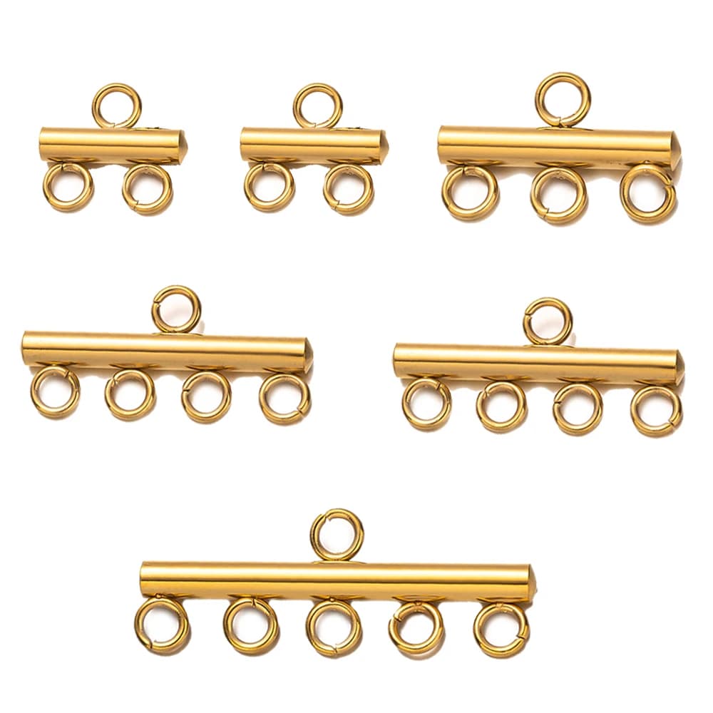 5Pcs Stainless Steel 2/3/4/5 Multi Strand Slide Lock Clasp Charm Link Connector for DIY Multilayer Necklace Dangle Earring Make