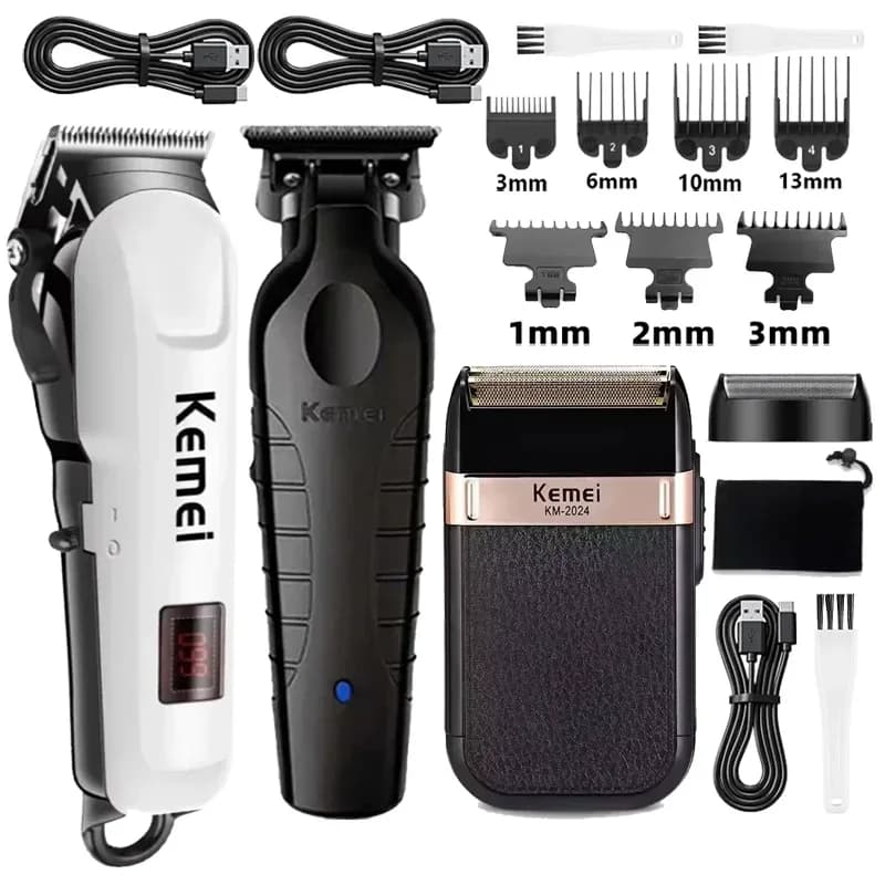 Kemei Hair Clipper Km-809A Km-2299 Km-2024 UBS Rechargeable Cordless Beard Trimmer Powerful Electric Hair Clippers for Men