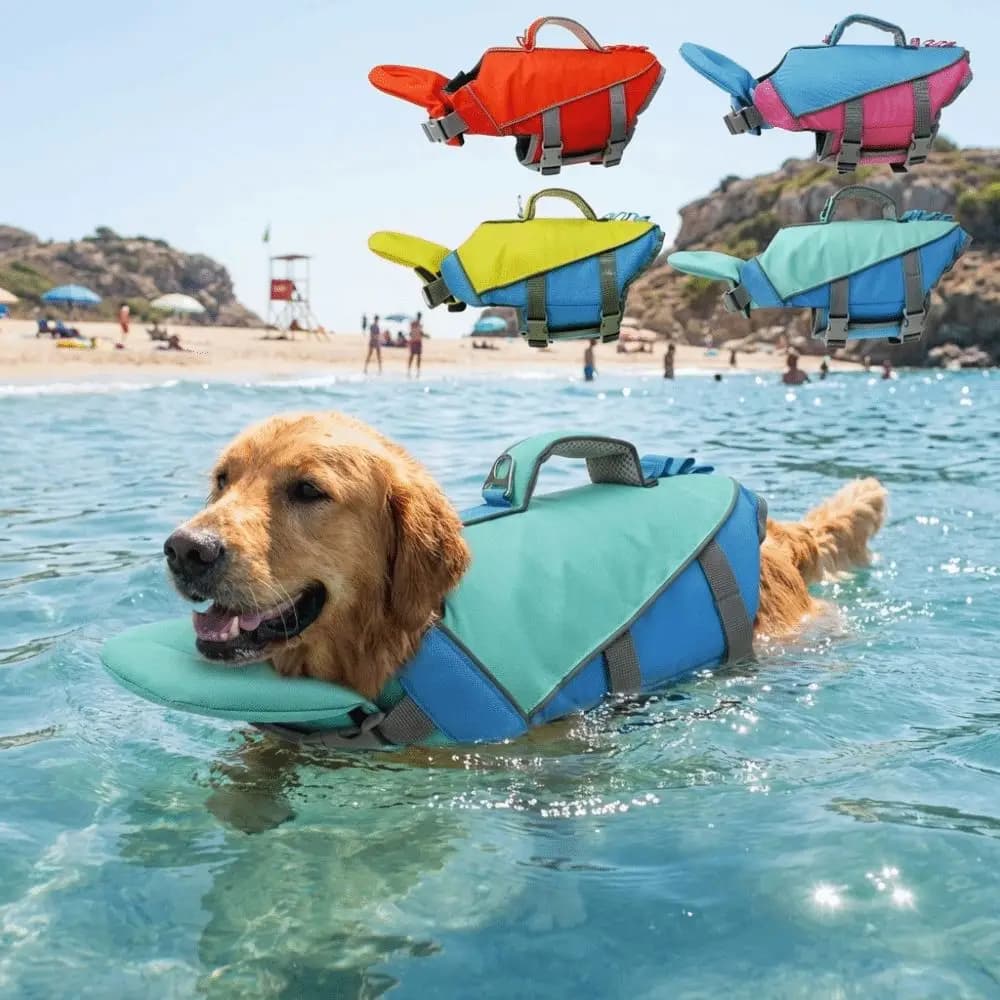 Pet Supplies Reflective Stripes Dog Life Jacket Large Buoyancy Breathable Pet Life Vest Adjustable Pet Buoyancy Suit Pool Use