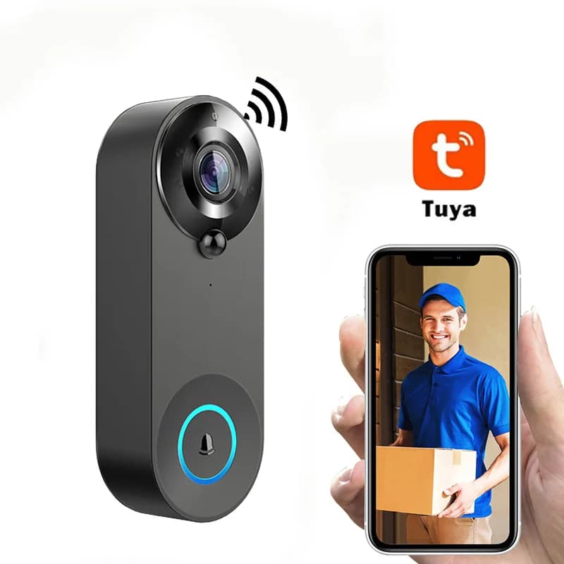 Campanello senza fili Sistema citofonico bidirezionale Videocitofono 1080P Alimentato a batteria per Tuya Smart WiFi Videocitofono con campanello