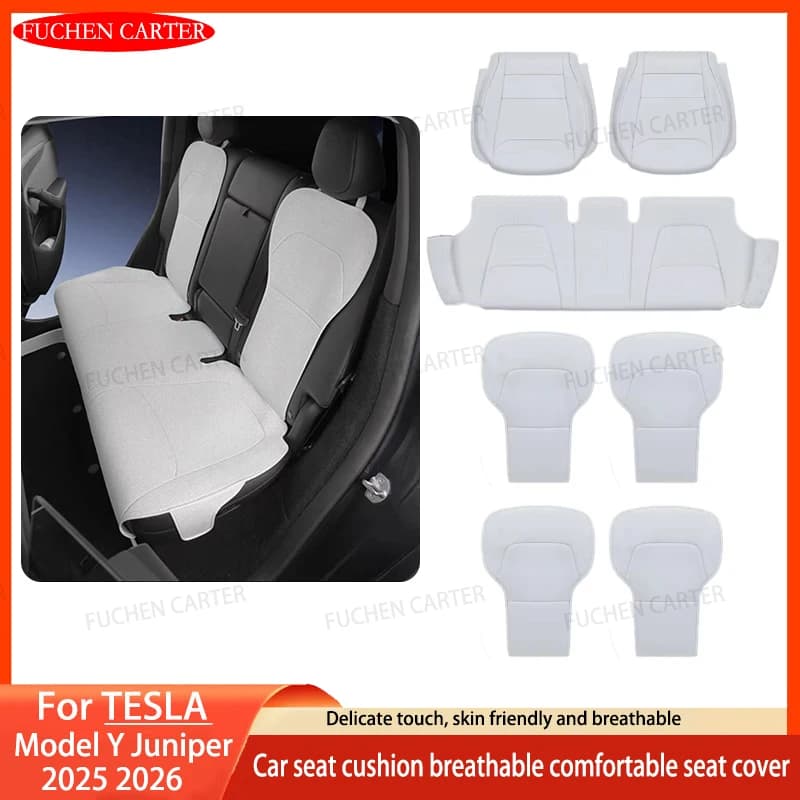 Coprisedile in Pelle Ventilato per Tesla NUOVO Model Y Juniper 2025 2026 - Cuscino Traspirante e Confortevole - Accessorio Interno