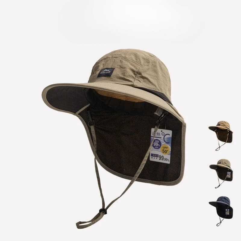 Panama Hats Summer Unisex Wide Tent Waterproof and Quick Drying Buckle Hats with Outdoor visor Breathable sun hat in mesh with flap on neck