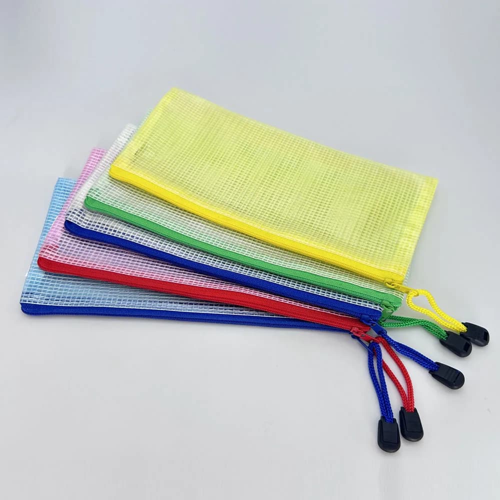 8pcs custodia con cerniera in PVC impermeabile organizzatore di File scolastici tasche per documenti borse per banconote da ufficio cartelle custodia per documenti
